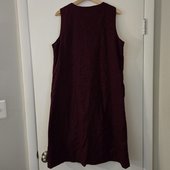 Liz Claiborne 100% Cotton Sleeveless Purple Eyelet Button Front Dress Size Large - Picture 2 of 5